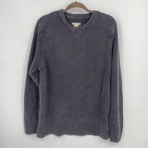Carbon2Cobalt Gray Knit Cotton Slim Fit Thermal Crewneck Pullover Mens L